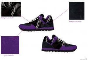 Selbstdesignte Sneakers in schwarz und lila