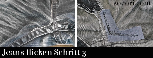 Sovori_Jeans Reparieren Schritt drei festnähen und stopfen